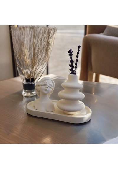 Bernami Mumluk Şamdanpinterest Kadın Figürlü 3'lü Vazo Seti & Dekoratif Obje & Tabak & Modern Vazo & Biblo & Dekoratif Eşya Diğer