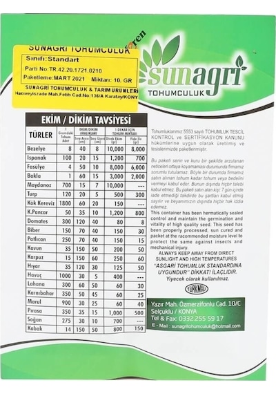 Sunagri Bal Kabağı Tohumu