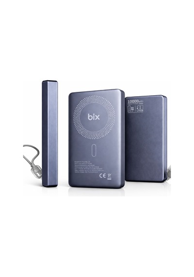 Bix Pb118 10000 Mah 20w Hızlı Şarj Dahili Kablolu Powerbank Gri Açık Gri