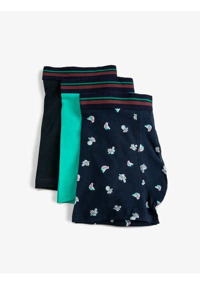 Koton 3'lü Boxer Seti Meyve Baskılı Pamuklu Lacivert Desenli 3slm90037mk Lacivert Desenli