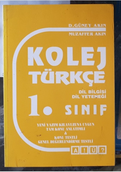 1.Sınıf Türkçe Dilbilgisi Dil Yetenegi Konu Soru 1995 Yılı Basım