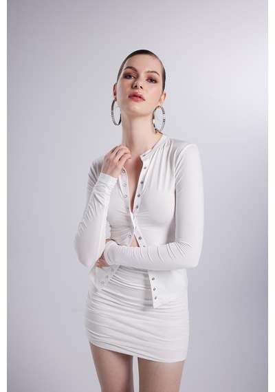Holly Lolly Çıtçıtlı Uzun Kollu Anna Bluz Beyaz