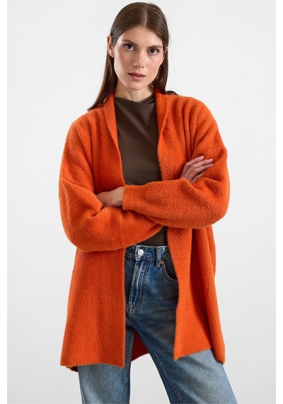 Olcay Salaş Soft Kumaş Triko Hırka Oranj 8299