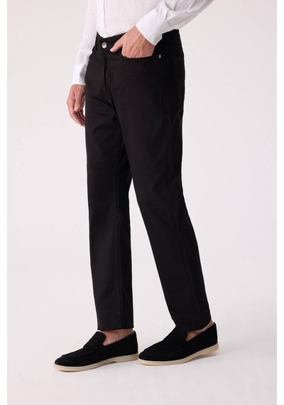 Erkek Siyah Slim Fit Üst Cep Kanvas Pantolon