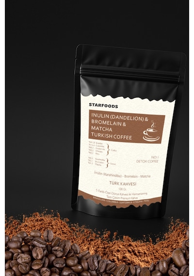 3 Paket No: 2 Detox Coffee İnülin & Bromelain & Matcha Coffee Detox Türk Kahvesi Diğer