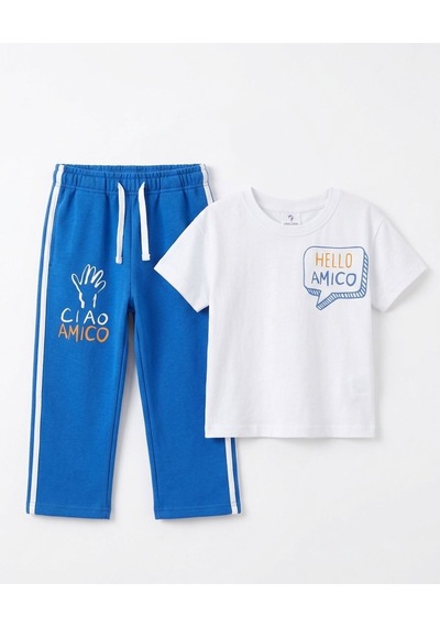 Baby Lory Kids Store Unısex Baskılı Çocuk Takım Krem
