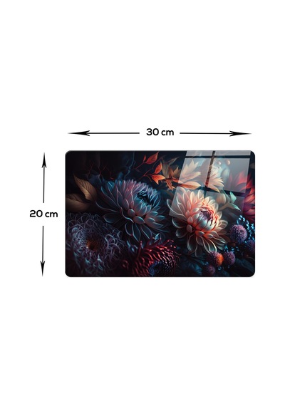 Cam Kesme Tablası - Cam Kesme Tahtası Dark Flowers 20cm X 30c