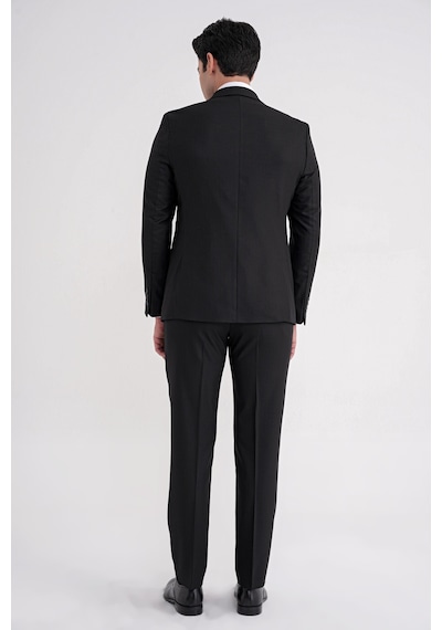 Efor Slim Fit Çift Yırtmaç Sivri Yaka Esnek Siyah Klasik Takım Elbise Tk 939 Siyah