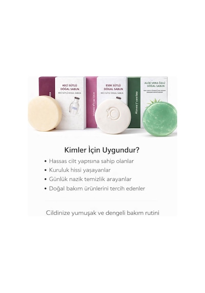 Kuru Ve Hassas Ciltler İçin Besleyici 3 Lü Doğal Sabun Bakım Seti Keçi Sütü