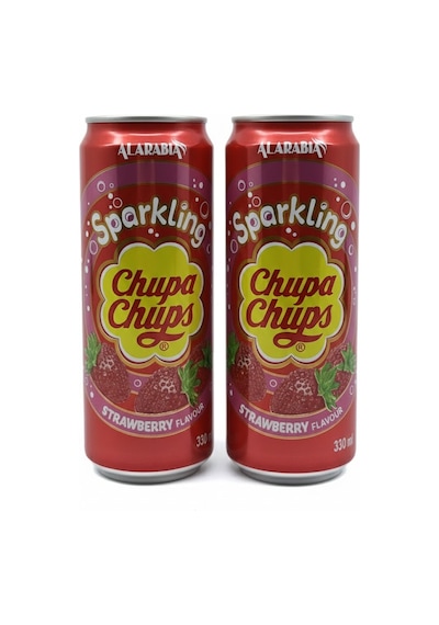 Chupa Chups Sparkling Strawberry Flavour - Çilek Aromalı Gazlı İçecek 330 Ml 2 Adet