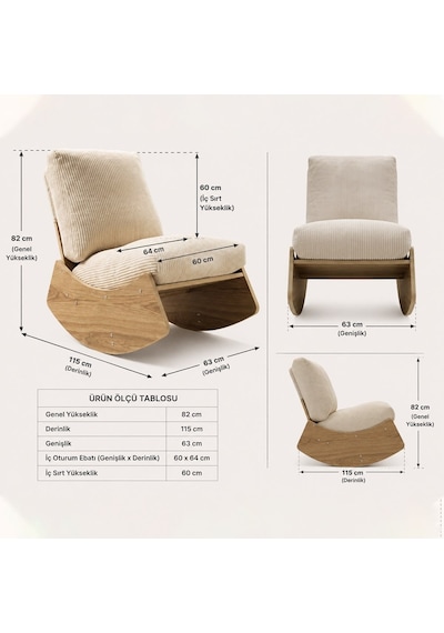 Comfort Sallanır Koltuk Tv Koltuğu Sallanan Berjer Sandalye Krem