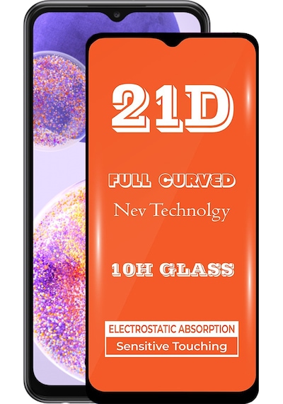 Samsung Galaxy A23 ile Uyumlu Tam Kaplayan 21D Temperli Ekran Koruyucu Cam