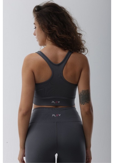 Playsportswear Micro Polyester Gri Toparlayıcı Sporcu Bra Gri