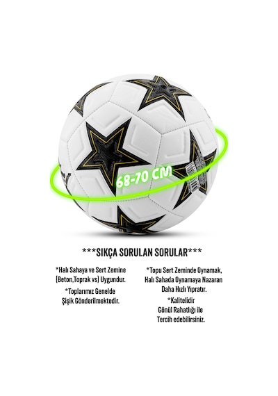 3lü Set Futbol Topu Tekmelik Şampiyonlar Ligi Pompalı Sert Zemin Halı Saha Futbol Topu New Black No5 Siyah
