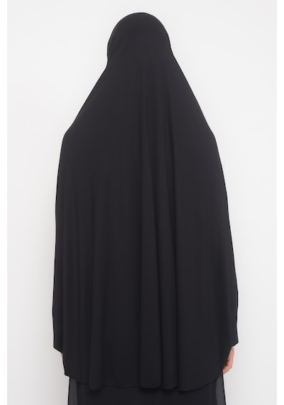 Altobeh Kollu Sufle Çarşaf Üstü Peçeli Pratik Tesettür Hijab - Nikaplı Namaz Örtüsü Siyah