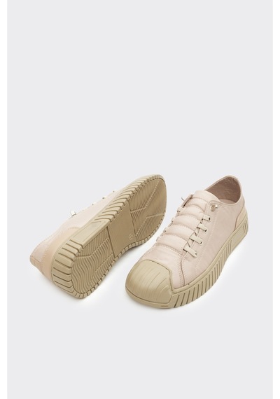 Derinet Lastik Bağcıklı Kadın Sneaker Bej Bej