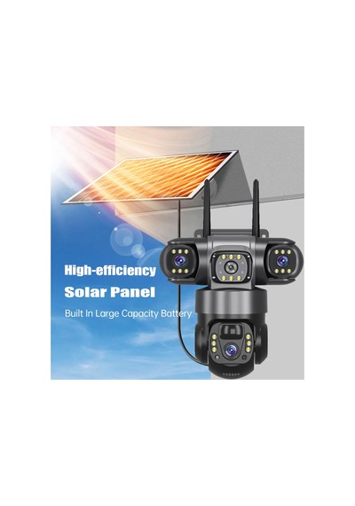 12 Mp 3 Kameralı Ultra Hd 4g Güneş Enerjili Solar 4g Simkartlı Akıllı Güvenlik Kamerası