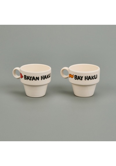 Paltoo Tasarım Bay Haklı Ve Bayan Haklı 2'li Espresso Fincanı - Renkli - 90 Ml Çok Renkli