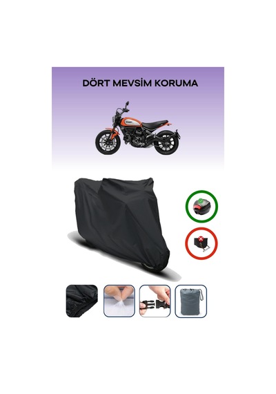 Siyah Ducati Scrambler Icon Dark Motosiklet Brandası Arka Çanta Uyumlu