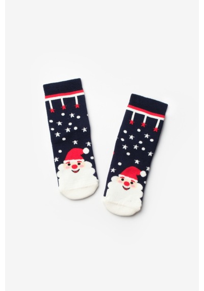 Le Mabelle Lacivert Noel Baba Desenli Kız Çocuk Yılbaşı Çorap Lacivert