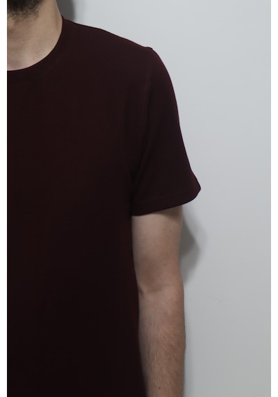 Santa Dmctekstil Erkek Tshirt-1111-1435 Düz Spor Kesim Rahat Kalıp Bisiklet Yaka T-shirt Bordo