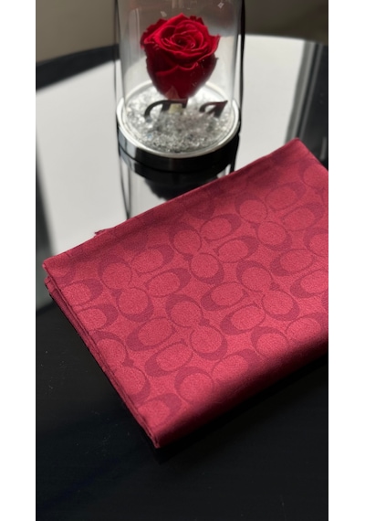Miorel Scarfs C Desen Çift Taraflı Kaşmir İpek Şal 4 Mevsim Pamuk Şal Bordo