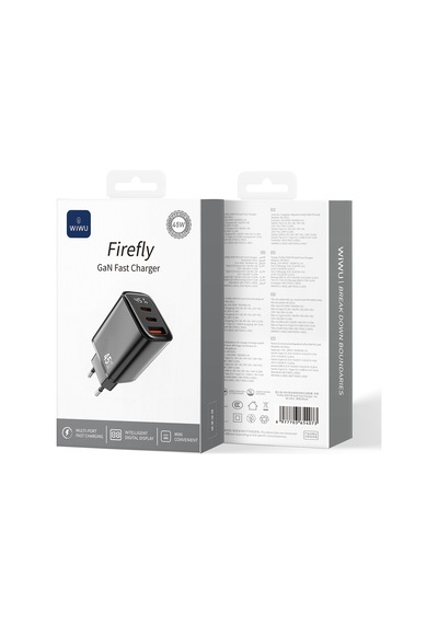 Wiwu Wi-g011 Firefly Serisi Gan Tech Pd Hızlı Şarj Özellikli Şarj Başlığı 45w Siyah