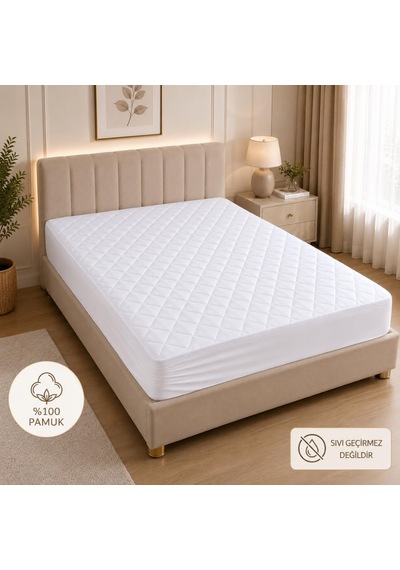 Formeya Pamukkale Alez Kapitone Fitted Yatak Koruyucu%100 Pamuk A Beyaz