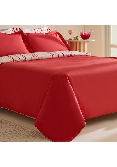 Karaca Home Cool Stripe Çift Kişilik Nevresim Takımı Kırmızı Kırmızı