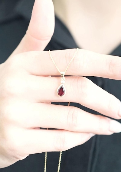 Damla Garnet Tektaş Kolye Sarı