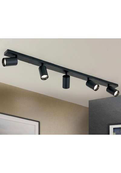 Mylights 120 Cm Modern Plofonyer Beşli Led Spot Tavan Avize Tasarruflu Led Ampul Kafe Mutfak Koridor Siyah