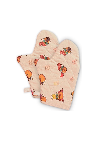 Molinella Yanmaz Kapitone Duck Kumaş Renkli Çift Fırın Eldiveni 20x27 Cm