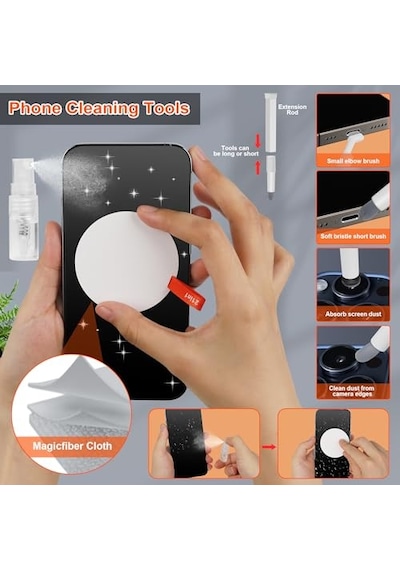 21'i 1 Arada Klavye Temizleme Seti, Dizüstü Bilgisayar, Apple İpad Uyumlu, Apple iPhone Uyumlu, Kamera, Kulaklık Temizliği, Çok Fonksiyonlu Bilgisayar Ekranı Temizleme Fırçası Araçları İçin Mini Elektrikli Süpürge
