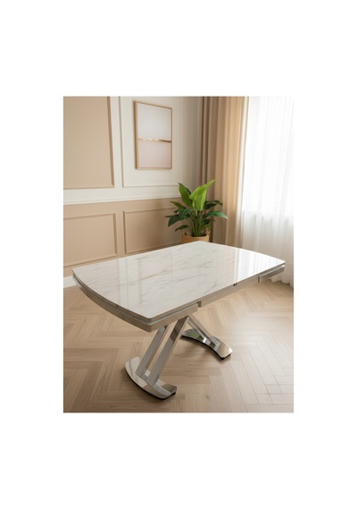 Venoxa Premium 80x120 / 80x180 Ölçülü Mdf Masa Tek Masadır Beyaz Mermer Beyaz Mermer