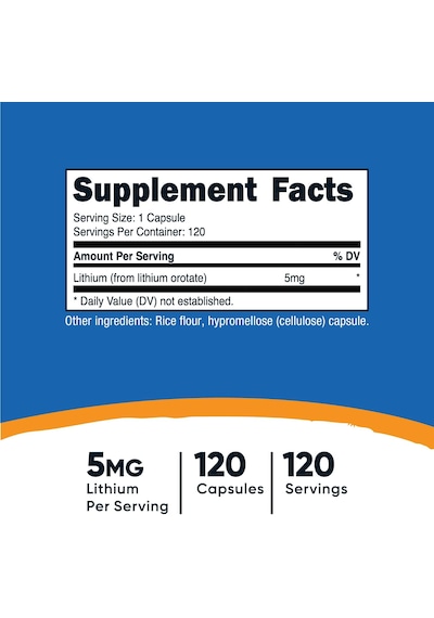 Nutricost Lithium Orotate Neuroprotective Effects Brain 5mg 120 Caps