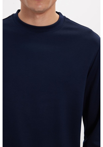 Tudors Erkek Standart Fit Normal Kesim Uzun Kollu Ekstra Soft Modal Kumaş Bisiklet Yaka Lacivert Sweatshirt-50226