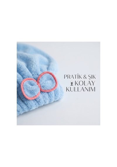 Prenses Peluş Mikrofiber Saç Kurulama Havlusu Çizgi Fiyonklu, Pratik Saç Bonesi - Duş, Makyaj Ve Bakım Saç Wrap Mavi