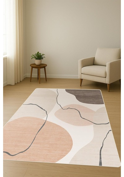 Modern Desenli Dijital Baskı Kaymaz Taban Halı H1131 Renkli