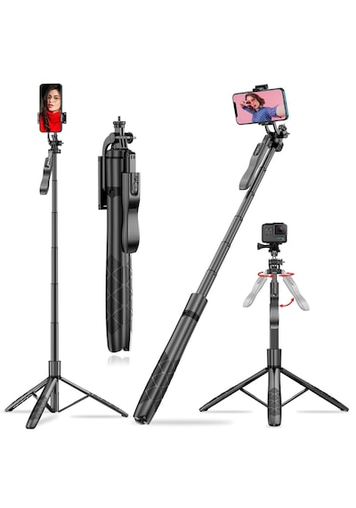 L16 Selfie Çubuğu Uzaktan Kumandalı 153 Cm Tripod Özçekim 360 Derece Alüminyum Masa Üstü Tripod