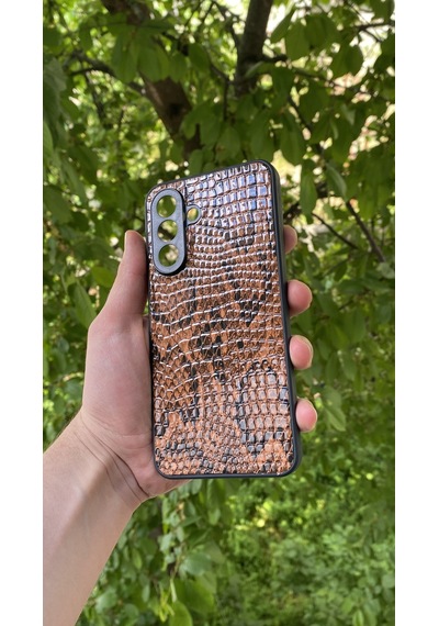 Samsung Uyumlu Galaxy A56 Yılan Desenli Kabartma Dokulu Kılıf Kiremit