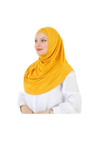 Modish Group İki Parça Hazır Giyim Boyunluklu Başörtüsü Şal Hazır Eşarp Viskon - Sarı SArı
