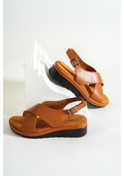 Kasey Kadın Şık Rahat Ve Hafif Çapraz Detaylı Comfort Sandalet 001