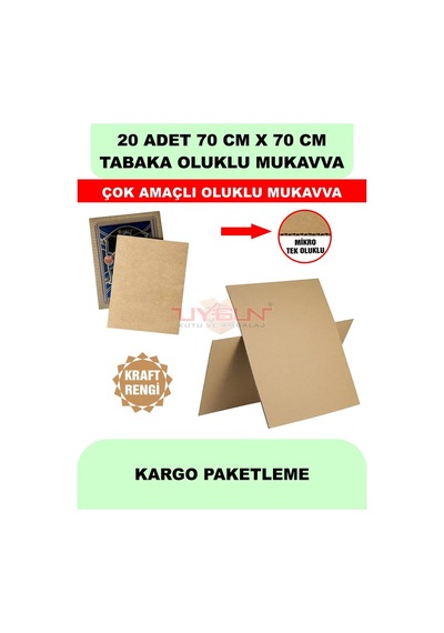 20 Adet 70cm X 70cm Baskısız Tabaka Oluklu Mukavva, Çocuk Etkinlik Kartonu, Maket Kartonu, Kargo Kartonu