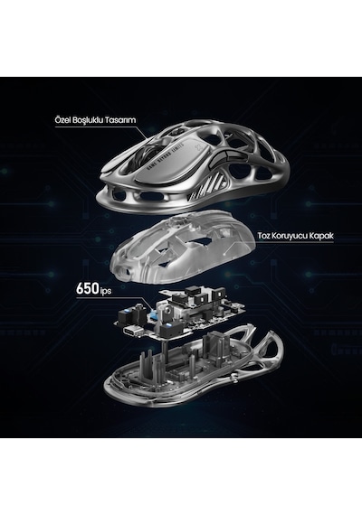 Gravastar Mercury K1 Pro Mekanik Gaming Klavye Ve M1 Pro Kablosuz Optik Mouse Seti, Interstellar Sil Optik