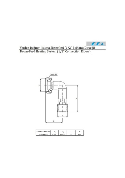 Eca 1/2" Bağlantı Dirseği 102199319