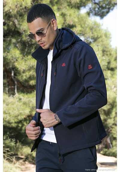 Buratti Suya Ve Rüzgara Dayanıklı Kapüşonlu Softshell Erkek Mont 5855045 Lacivert