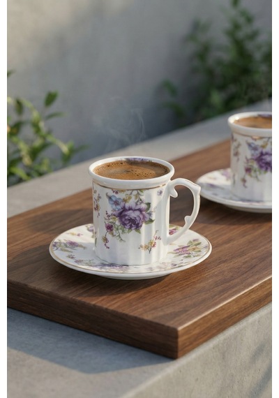 Scarlett 6 Kişilik Porselen Kahve Fincan Takımı - 100 Ml Renkli