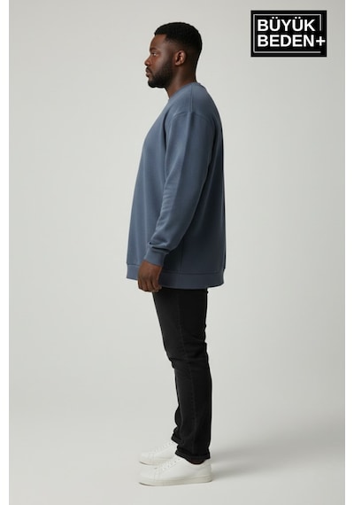 Süperlife Erkek Büyük Beden Bisiklet Yaka Kollar Ve Etek Ribanalı İnce Sweatshirt Spr26bsw956 Mavi Süperlife Erkek Büyük Beden Bisiklet Yaka Kollar Ve Etek Ribanalı İnce Sweatshirt Spr26bsw956 Mavi