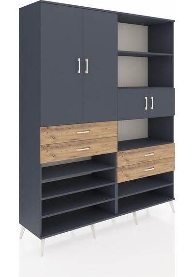 Hyperion Gardrop 11 Raflı 4 Çekmeceli 4 Kapaklı 176x44x221 Antrasit-antrasit/çam Antrasit/çam Hyperion Gardrop 11 Raflı 4 Çekmeceli 4 Kapaklı 176x44x221 Antrasit-antrasit/çam Antrasit/çam