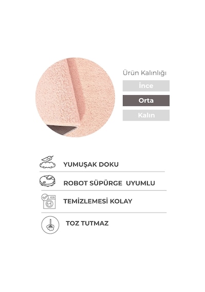 Oval Mabel Pembe Yumuşak Tuşeli Halı 10 Farklı Renk Seçeneği Kaymaz Taban Yıkanabilir Modern
